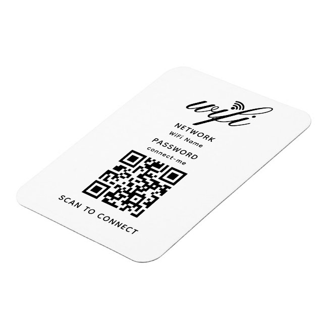 QR Code Wifi Internet Password White Flexible Magnet (Left Side)