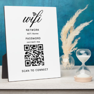 QR Code Wifi Internet Password White Plaque