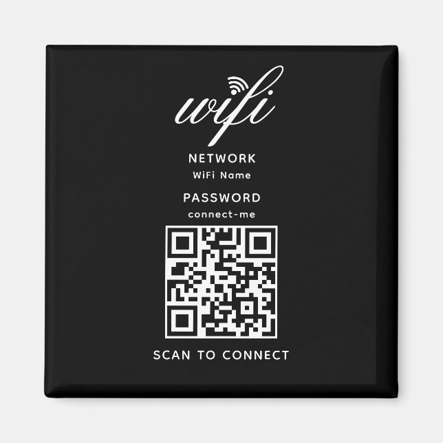 QR Code Wifi Mot de passe Internet Black Magnet (Devant)