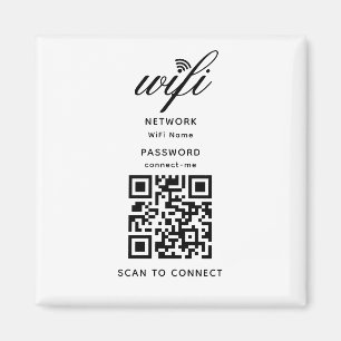 QR Code Wifi Mot de passe Internet White Magnet