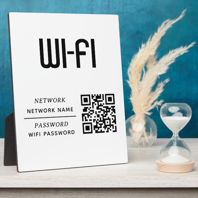 QR Code Wifi Network Name & Password  Plaque (Side)