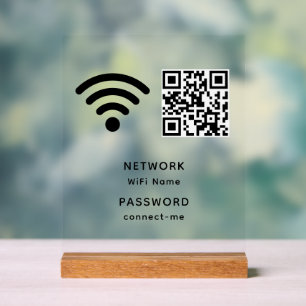 QR Code Wifi Password and Network Personalized Acrylic Sign