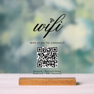 QR Code Wifi Scan to Connect Custom Branded White Acrylic Sign