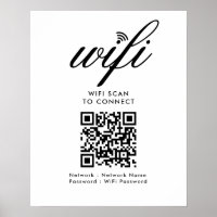 QR Code Wifi Scan to Connect Custom Branded White