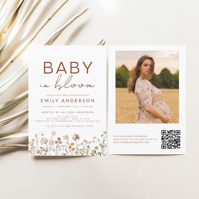 QR Code Wildflower Baby in Bloom Baby Shower Flyer (Creator Uploaded)