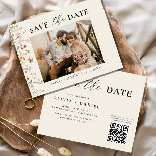 QR Code Wildflower Save the Date Wedding