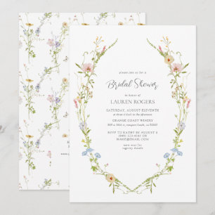 QR Code Wildflower Watercolor Garden Bridal Shower Invitation