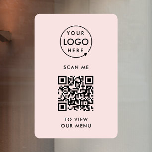 QR Code Window Cling Menu Vinyl Decal Sign