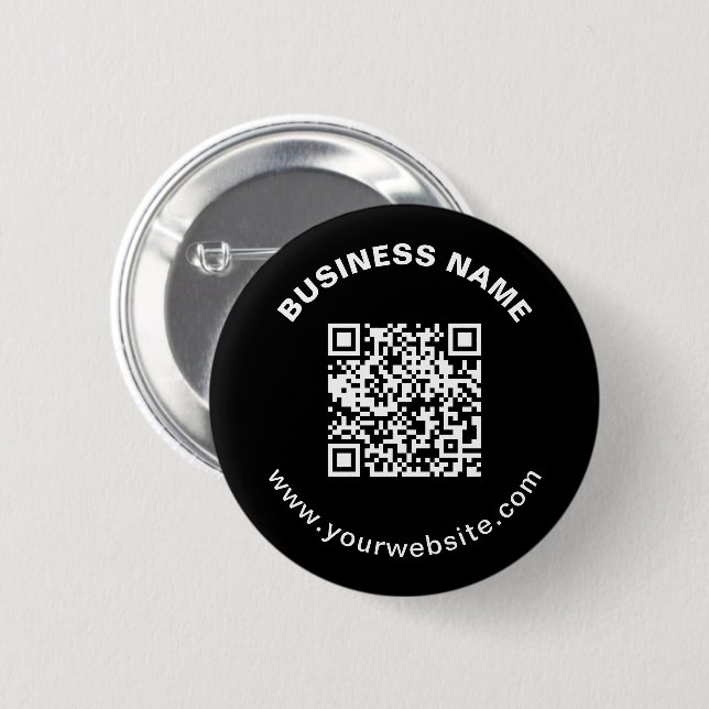 QR Code with Business Name Bold Circular Text 2 Inch Round Button (Front & Back)