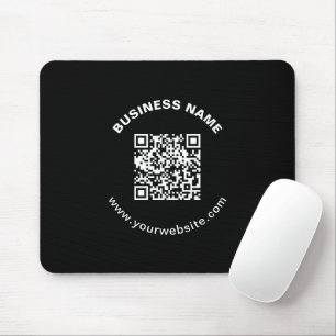 QR Code with Business Name Bold Circular Text Mouse Pad