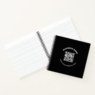 QR Code with Business Name Bold Circular Text Notebook
