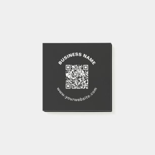 QR Code with Business Name Bold Circular Text Post-it Notes