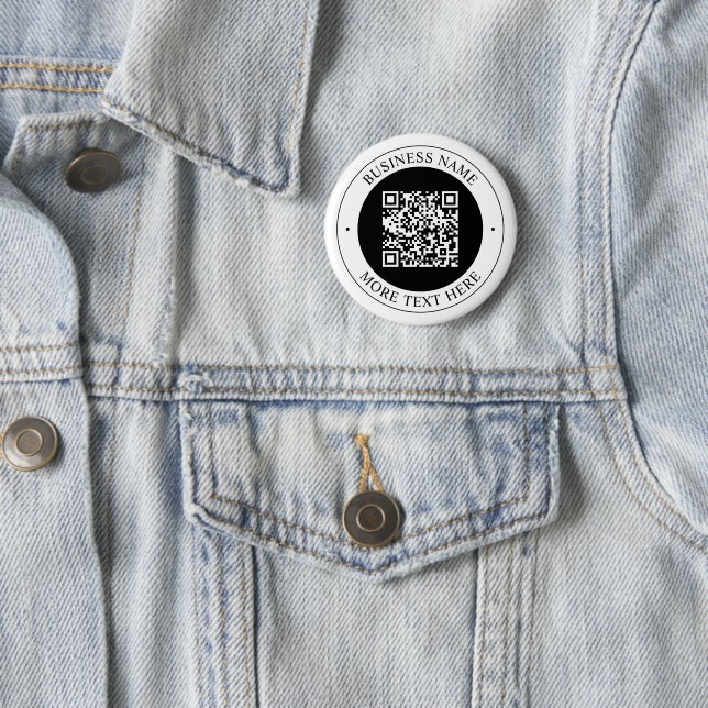QR Code with Business Name Editable Circular Text 2 Inch Round Button (In Situ)