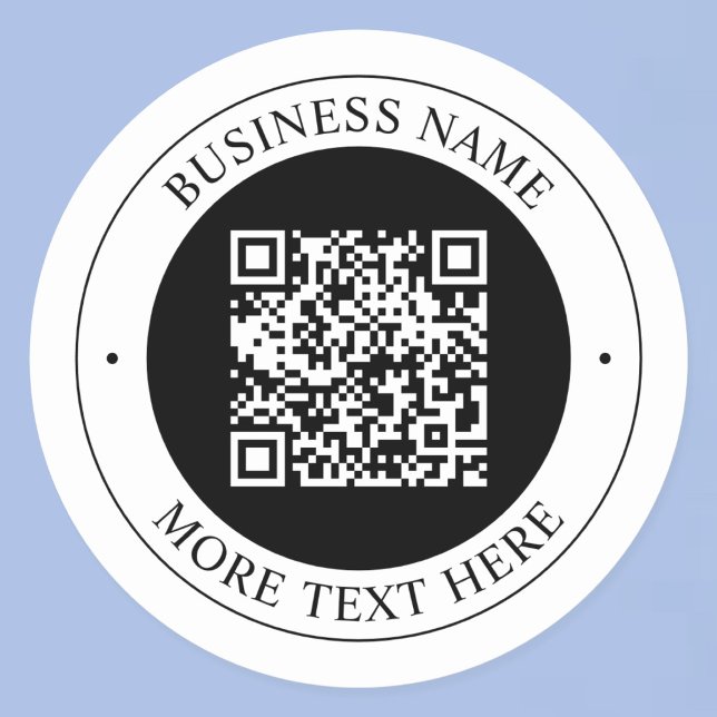 QR Code with Business Name Editable Circular Text Classic Round Sticker (Creator Uploaded)