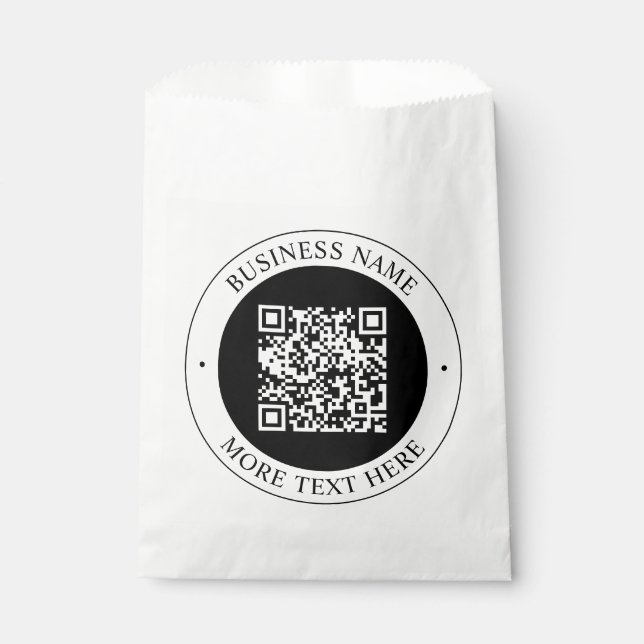QR Code with Business Name Editable Circular Text Favour Bag (Front)