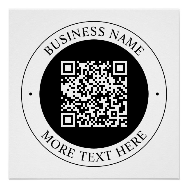 QR Code with Business Name Editable Circular Text Poster (Front)