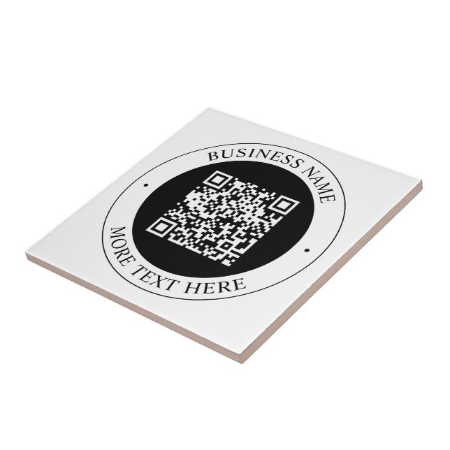 QR Code with Business Name Editable Circular Text Tile (Side)