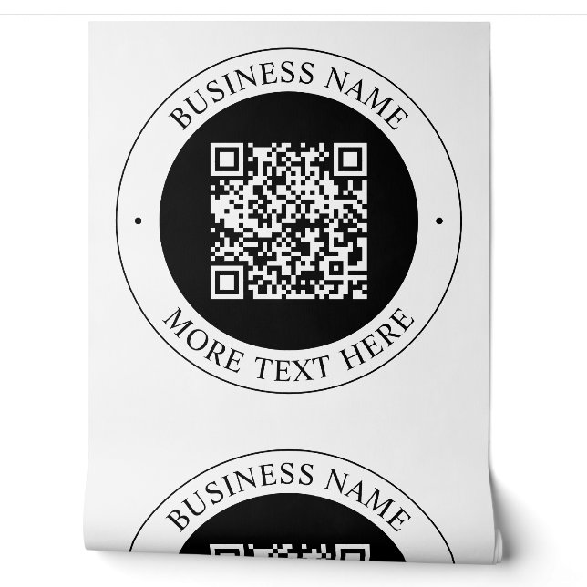 QR Code with Business Name Editable Circular Text Wallpaper (Unrolling)