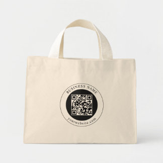 QR Code with Business Name Editable Mini Tote Bag