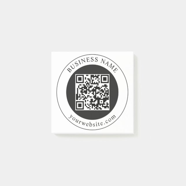 QR Code with Business Name Editable Post-it Notes (Front)