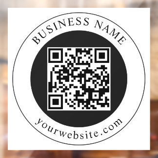 QR Code with Business Name Editable Window Cling