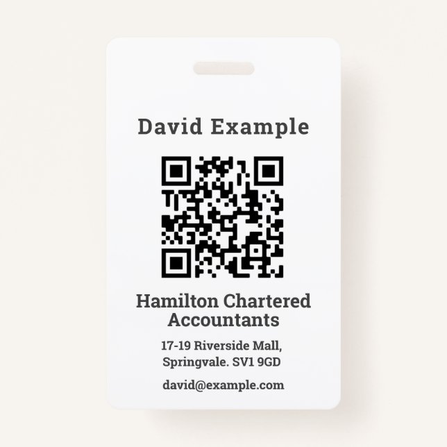QR Code with Name & Business Badge (Front)