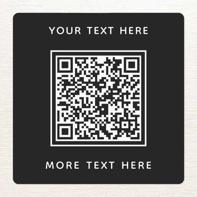 QR Code With Text Black Business (Black and white QR code with text promotional business label)