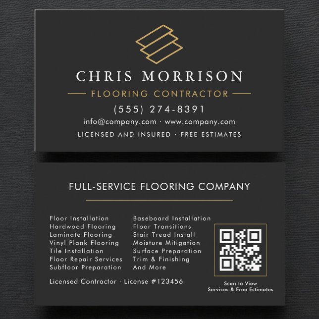 QR Code Wood Flooring Installation Business Card (Creator Uploaded)