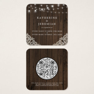 QR Code Wood Lights Lace Wedding Registry