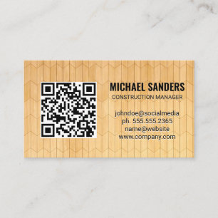 QR Code   Wood Panel Pattern Business Card