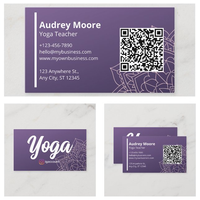 QR Code Yoga Teacher Templates Business Card (QR Code Yoga Teacher Templates Business Card
)