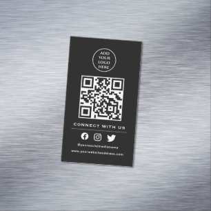 QR Code Your Logo Follow Scan To Connect With Us Magnetic Business Card