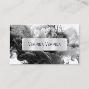 QR Code Your Logo Smokey Gothic Social Media Business Card