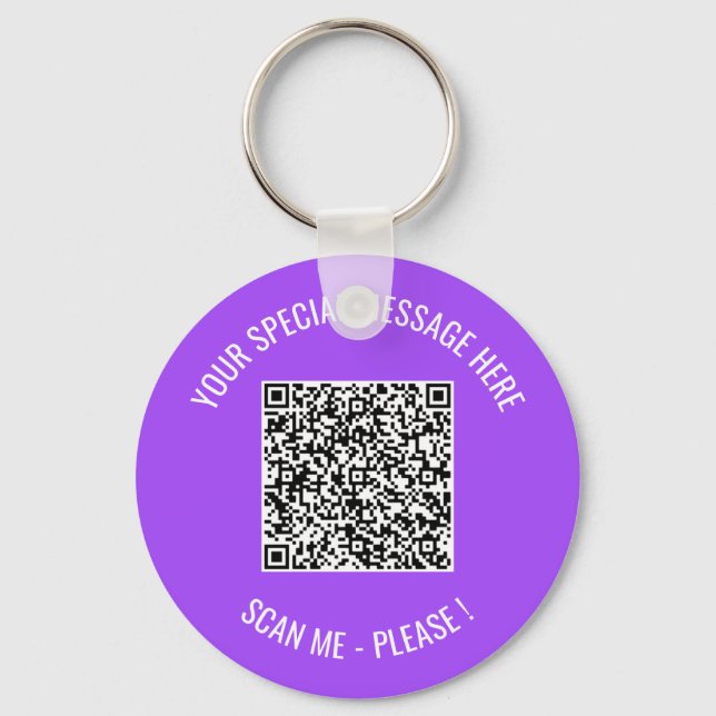 QR Code Your Message Keychain Gift - Choose Colour (Front)