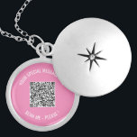 QR Code Your Special Message Surprise Gift Locket Necklace<br><div class="desc">Choose Colours and Font - Your Special QR Code Info and Custom Text Personalized Modern Gift - Add Your QR Code - Image or Logo - photo / Text - Name or other info / message - Resize and Move or Remove / Add Elements - Image / Text with Customization...</div>