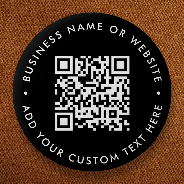QR Code | Your Text Black Modern Minimalist 2 Inch Round Button (Creator Uploaded)