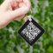 QR Code | Your Text Black Modern Minimalist Keycha