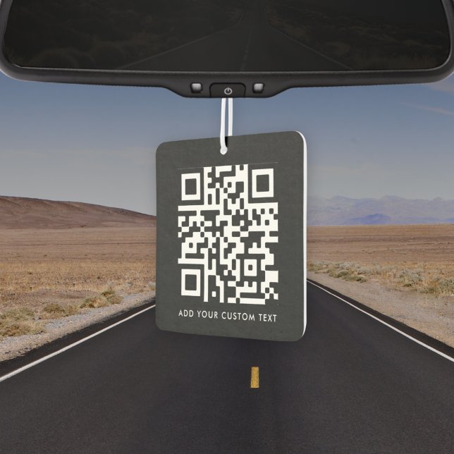 QR Code | Your Text Black Modern Minimalist Simple Air Freshener (Creator Uploaded)