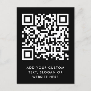 QR Code   Your Text Black Modern Minimalist Simple Postcard