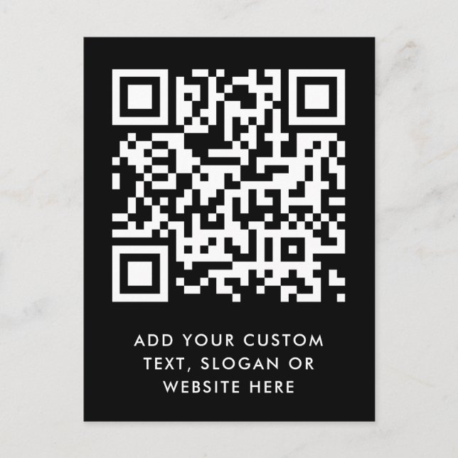 QR Code | Your Text Black Modern Minimalist Simple Postcard (Front)