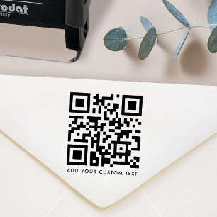 QR Code   Your Text Modern Minimalist Clean Simple Self-inking Stamp