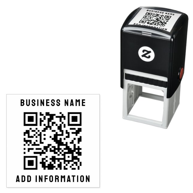 QR Code | Your Text Modern Minimalist Clean Simple Self-inking Stamp (In Situ)