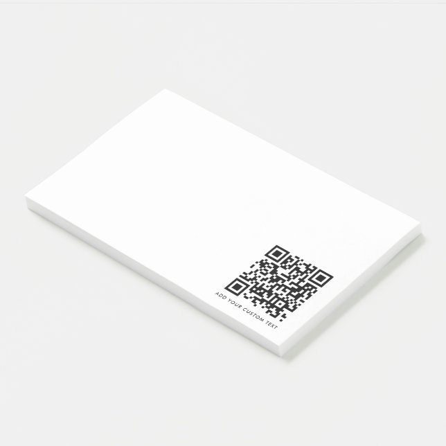 QR Code | Your Text Modern Minimalist Simple White Post-it Notes (Angled)