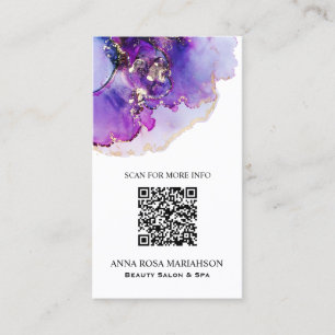 *~* QR CODE Yummy Violet Blue Gold Gilded AP29 Business Card