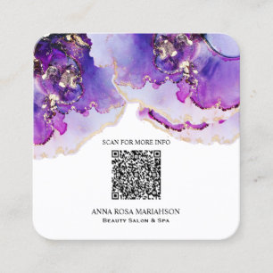 *~* QR CODE Yummy Violet Blue Gold Gilded AP29 Square Business Card