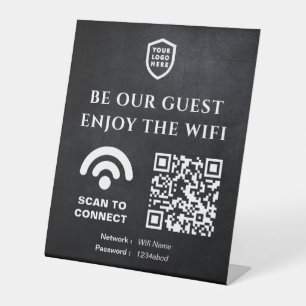QR Connect Wifi   Business Logo Pedestal Sign