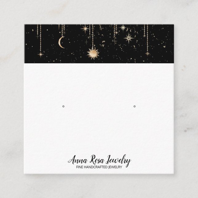 *~* QR Cosmic Celestial Sun Moon Jewellery Earring Square Business Card (Front)