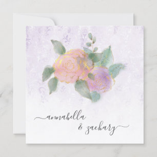 *~* QR Damask ROSE RSVP Glitter -  AR12 Wedding Invitation