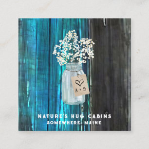 *~* QR Distressed AP49 Mason Jar Square Business Card