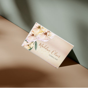 QR Floral Cinnamon Colour Elegant Business Card